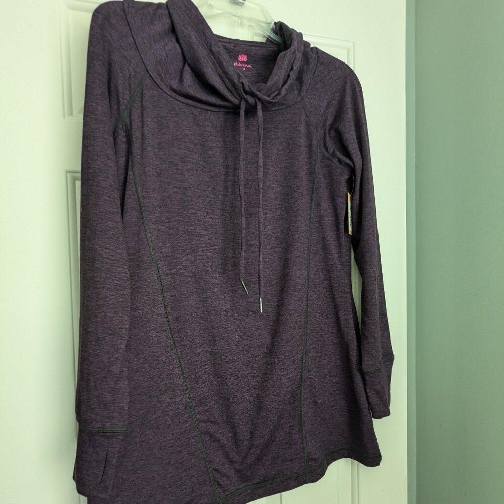 Athleta Pull-over Cowl Hoodie - Size M - Deep Berry Pink Purple